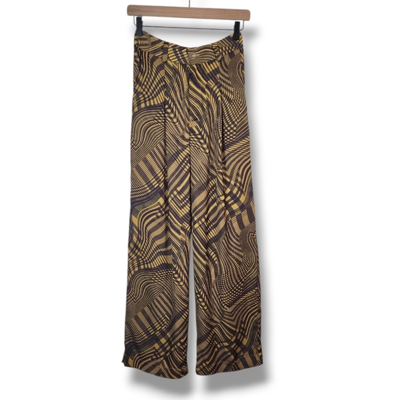 RESA Pants - Resa Lightweight Green Yellow Retro Trouser Pants XS